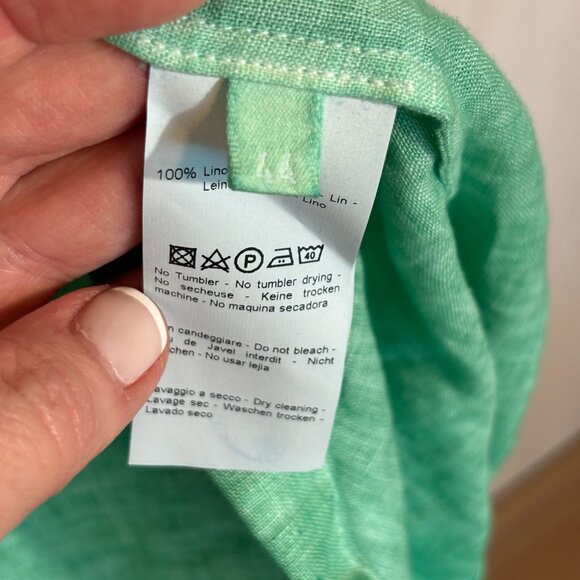 🌿 120% Lino Italian Linen Pintuck Tunic Top – Seafoam Green | Size M - Picture 4 of 6